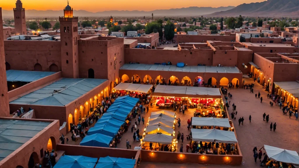 Collage of 10 Must-See destinations in Morocco including bustling markets, ancient ruins, and scenic landscapes.