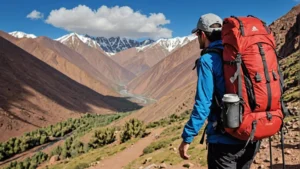 A collection of essential gear for trekking, including backpacks, tents, and hiking boots.