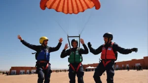  A breathtaking view of a parachute excursion over Marrakech's stunning landscape.