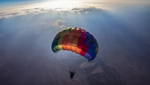 Discover the Thrilling Adventure of Parachuting in Marrakech 3 An adventurous parachuting experience over Marrakech, highlighting the diverse and breathtaking landscapes of the city.
